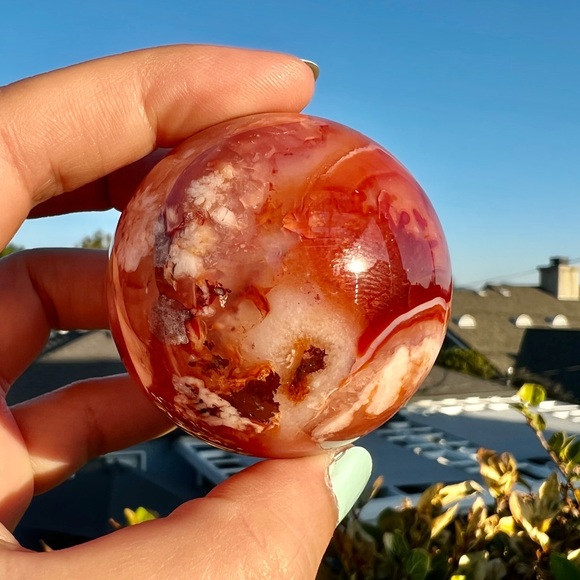 Carnelian Flower Agate Sphere - Picture 6 of 7